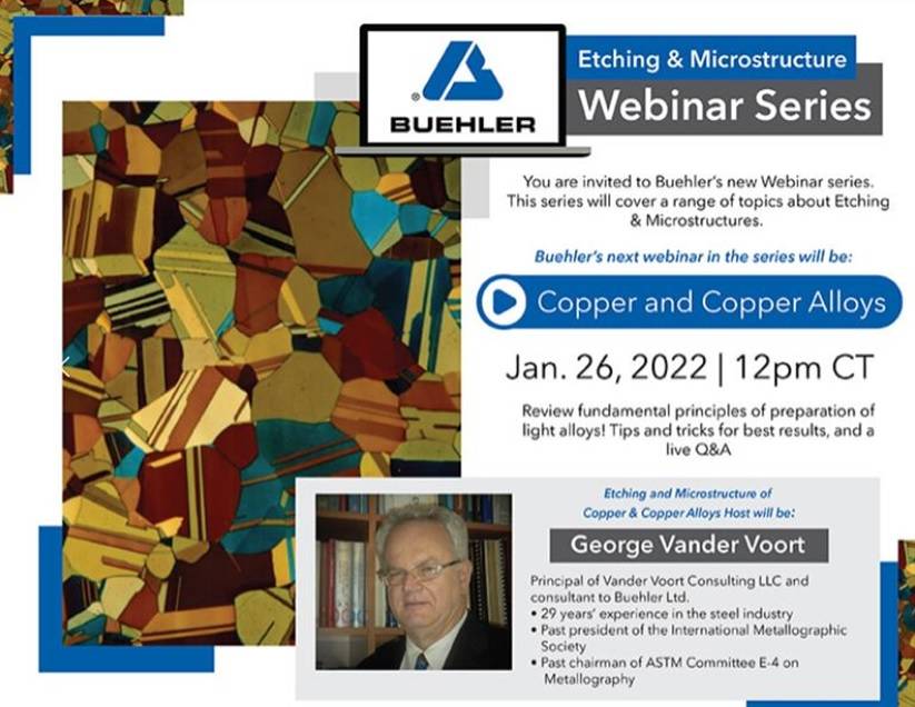 Beuhler Webinar – Copper & Copper Alloys Etching & Microstructure Analysis